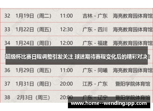 超级杯比赛日程调整引发关注 球迷期待赛程变化后的精彩对决 超级杯比赛日程调整引发关注 球迷期待赛程变化后的精彩对决